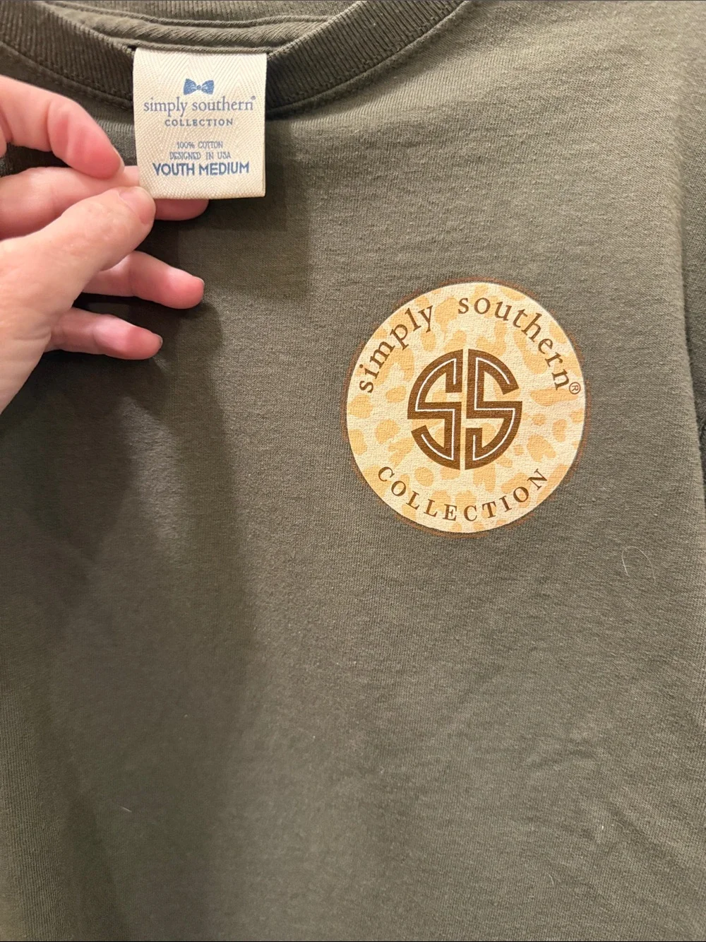 Simply Southern Navy Long-Sleeve Tee with Pink Logo